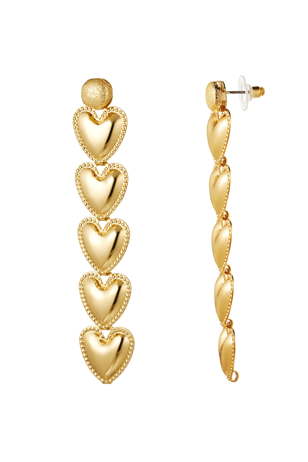 5 Heart Earrings - Gold