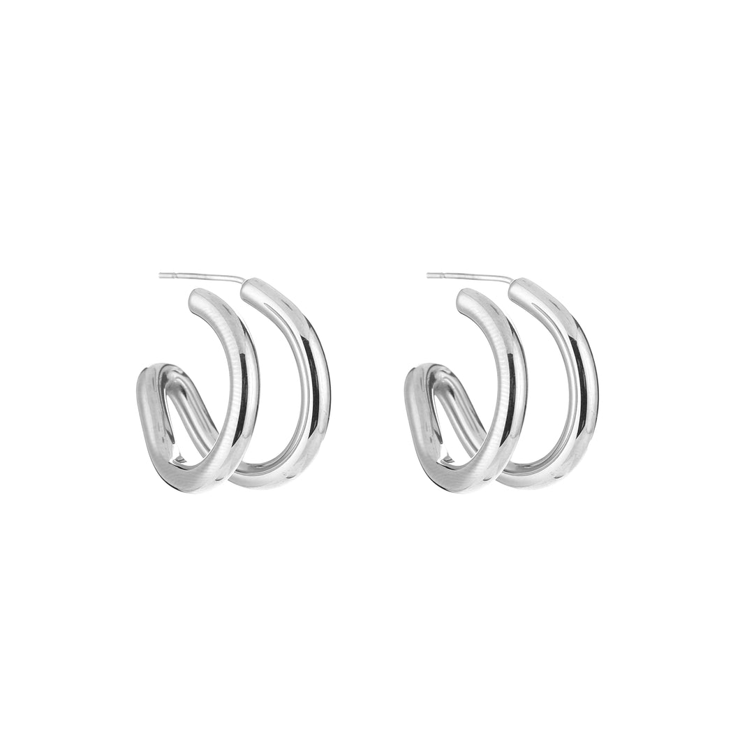 Double Chain Earring - Silver