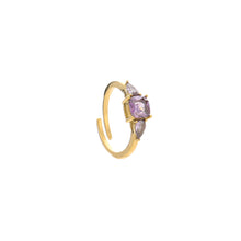 Load image into Gallery viewer, Purple Diamond Flower Ring - Gold
