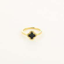 Load image into Gallery viewer, Black Four-Leaf Clover Ring - Gold
