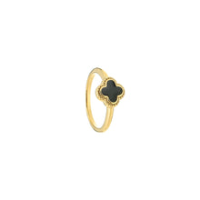Load image into Gallery viewer, Black Four-Leaf Clover Ring - Gold
