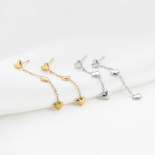 Load image into Gallery viewer, Long Diamond Heart Earrings - Silver
