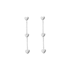 Load image into Gallery viewer, Long Diamond Heart Earrings - Silver
