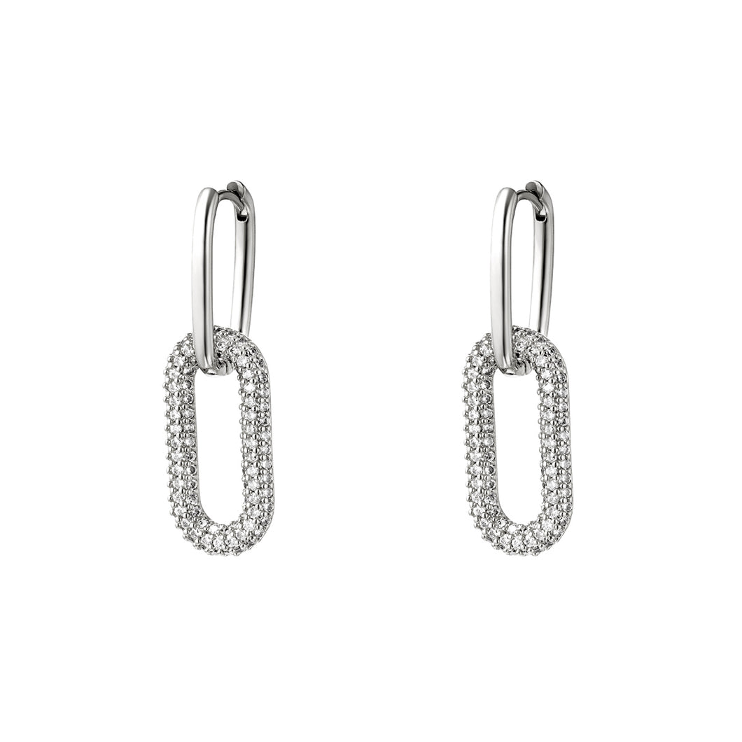 Long Diamond Earrings Silver