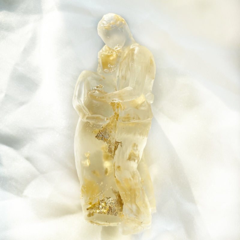Gold Pregnant Couple Statue