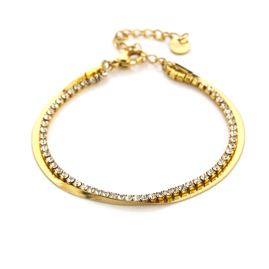 Double Diamond Bracelet - Gold