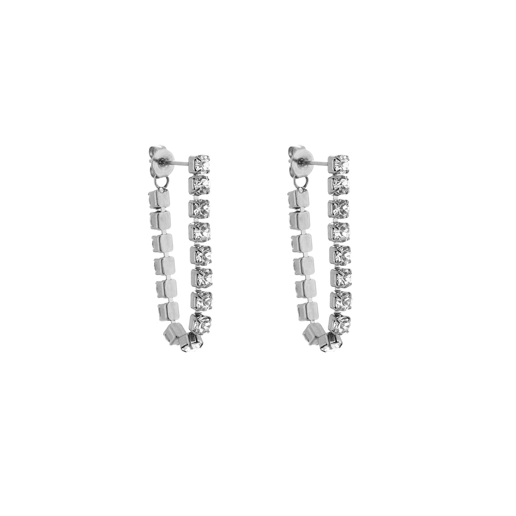 Double Diamonds Earrings - Silver