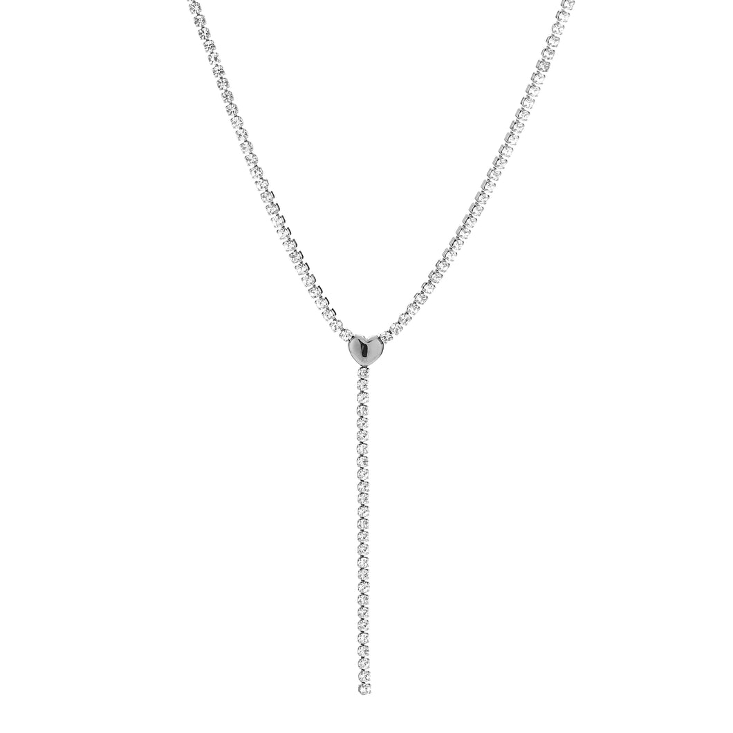 Long Diamond Necklace - Silver