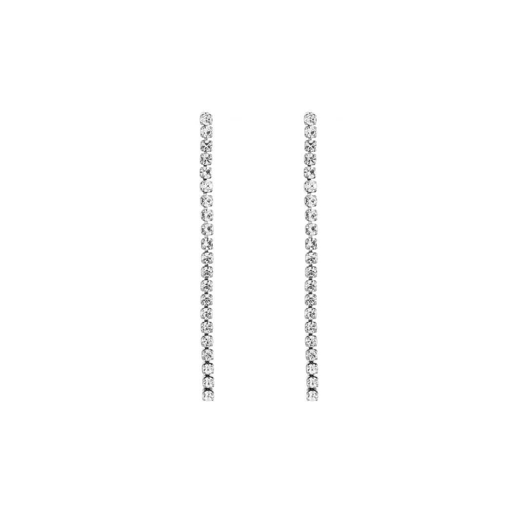 Diamond Stone Earrings - Silver