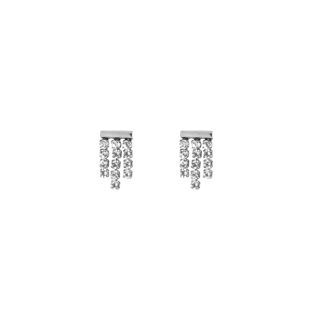 Three Diamond Stone Earring - Silver