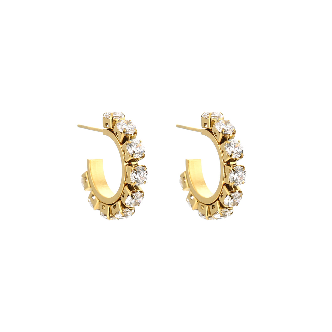 Round Diamond Earrings - Gold